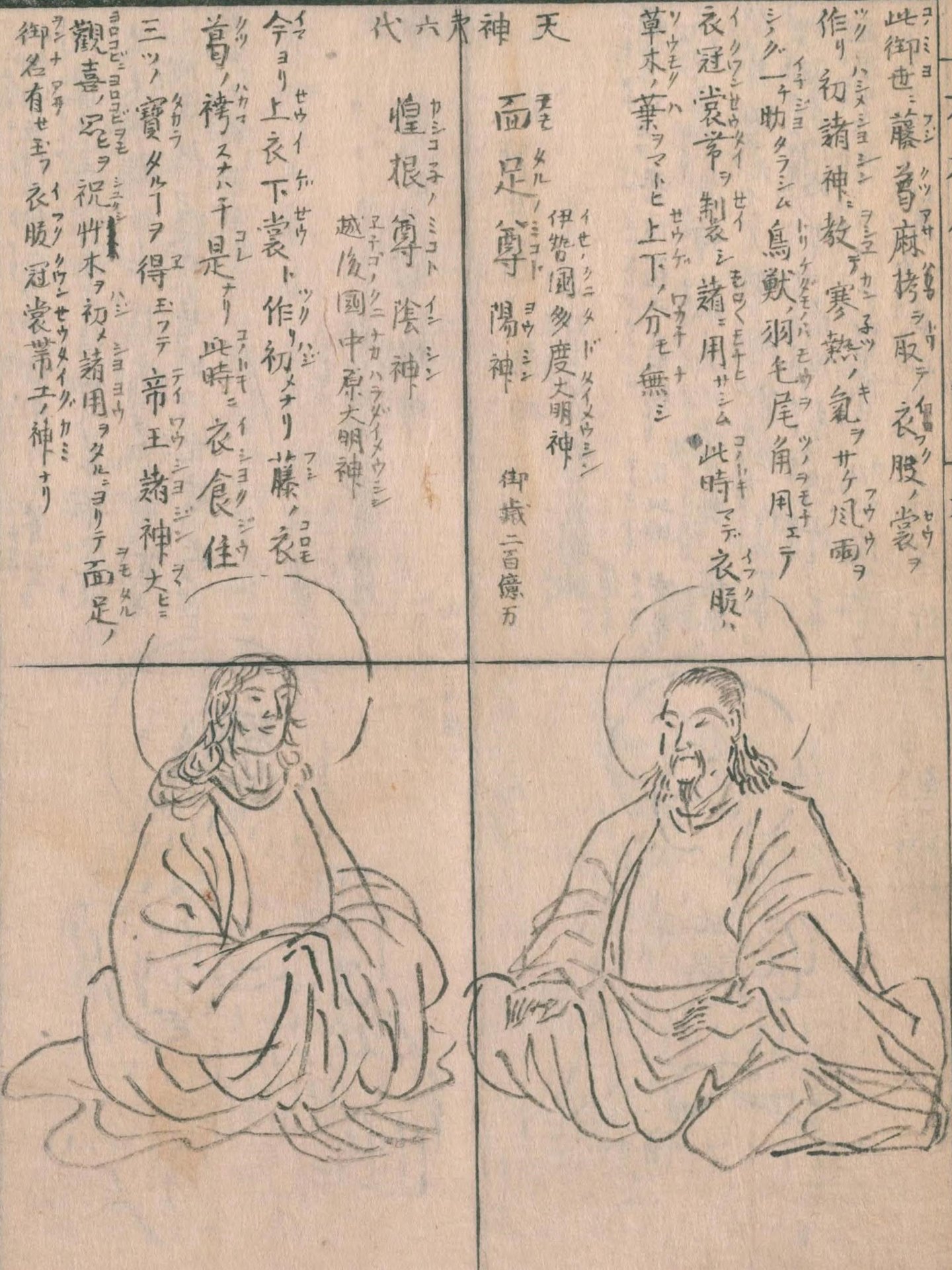 淤母陀琉神・阿夜訶志古泥神(『神仏図会』)