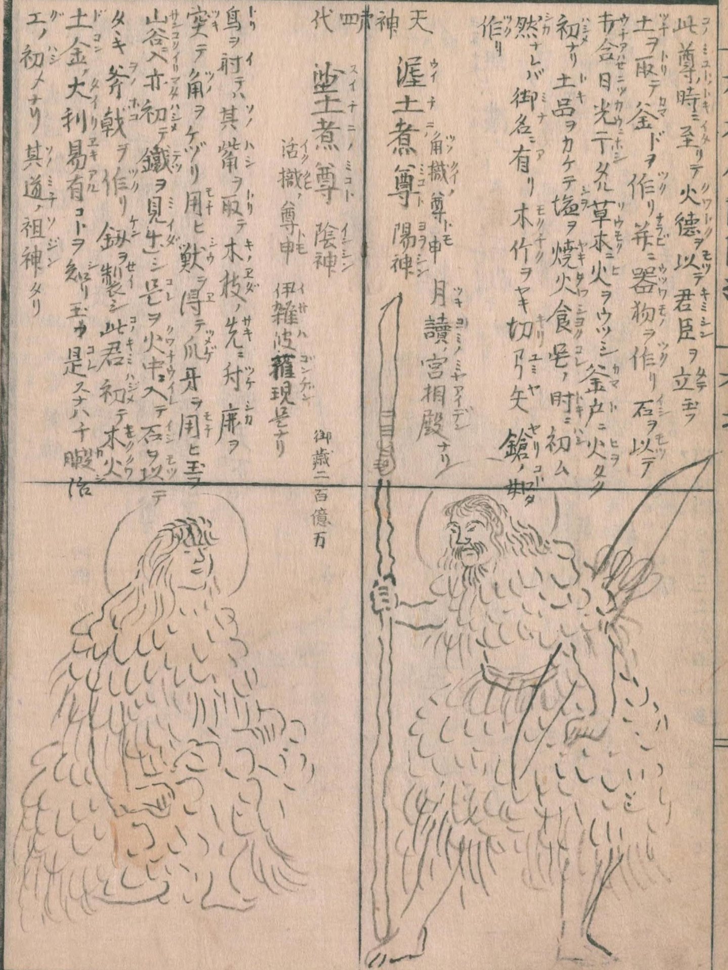 宇比地邇神・須比智邇神(『神仏図会』)